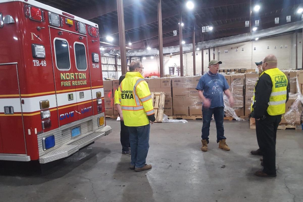 Picking up food boxes at Gillette Stadium